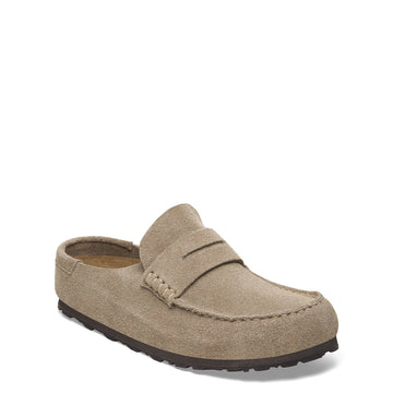 Birkenstock Womens Naples Wrapped Suede Leather Shoe Narrow Fit Taupe