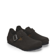 Birkenstock Womens Narrow London Suede Black - Parasol Store