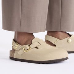 Birkenstock Womens Tokio II Nubuck Leather Narrow Fit Sandcastle - Parasol Store