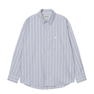 Carhartt WIP L/S Beale Shirt Beale Stripe Gentle Blue / White - Parasol Store