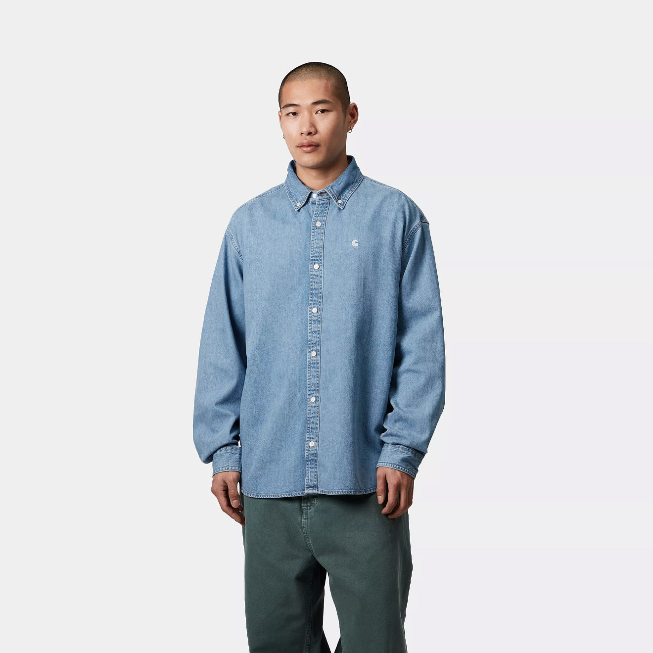Carhartt WIP L/S Lucas Shirt Blue Bleached - Parasol Store
