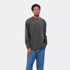 Carhartt WIP L/S Nelson T-Shirt Black Garment Dyed - Parasol Store