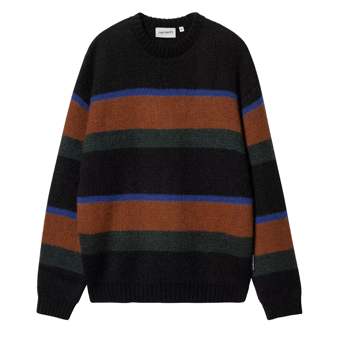 Carhartt WIP Merton Sweater Sundling Stripe Deep H Brown - Parasol Store
