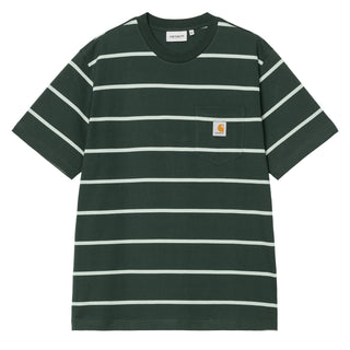 Carhartt WIP S/S Aiken Pocket T-Shirt Aiken Stripe / Conifer - Parasol Store