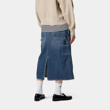 Carhartt WIP Womens Double Knee Skirt Blue Dark Used Wash