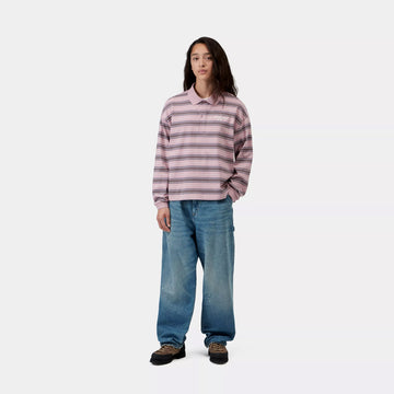 Carhartt WIP Womens L/S Bronson Polo Bronson Stripe Hortensia