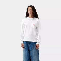 Carhartt WIP Womens L/S Pocket Small Heart T-Shirt White / Red