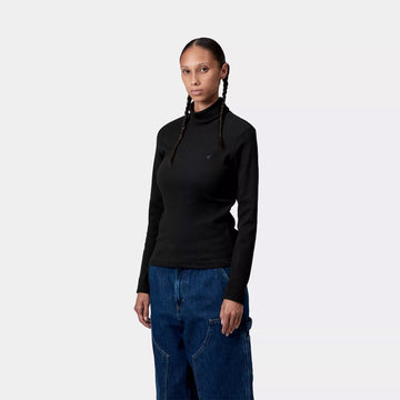 Carhartt WIP Womens L/S Philipa Mockneck T-Shirt Black - Parasol Store