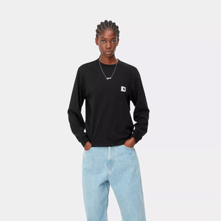 Carhartt WIP Womens L/S Pocket T-Shirt Black - Parasol Store