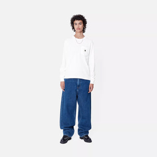 Carhartt WIP Womens L/S Pocket T-Shirt White - Parasol Store