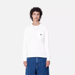 Carhartt WIP Womens L/S Pocket T-Shirt White - Parasol Store