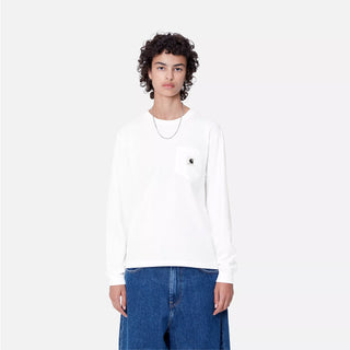 Carhartt WIP Womens L/S Pocket T-Shirt White - Parasol Store