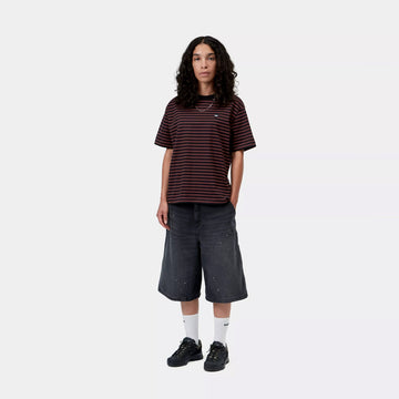Carhartt WIP Womens S/S Essy T-Shirt Essy Stripe Black / Amarone