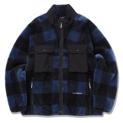 And Wander Check Boa Jacket Blue And Wander
