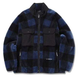 And Wander Check Boa Jacket Blue And Wander