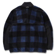 And Wander Check Boa Jacket Blue And Wander