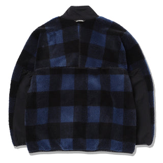 And Wander Check Boa Jacket Blue And Wander