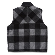 And Wander Womens Check Boa Vest Gray And Wander