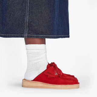 Clarks Originals Womens DSRT Nomad Mule Red Suede - Parasol Store