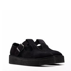 Clarks Originals Womens The Trek Wedge T-Bar Black Suede - Parasol Store