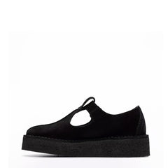 Clarks Originals Womens The Trek Wedge T-Bar Black Suede - Parasol Store