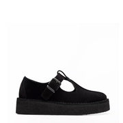 Clarks Originals Womens The Trek Wedge T-Bar Black Suede - Parasol Store