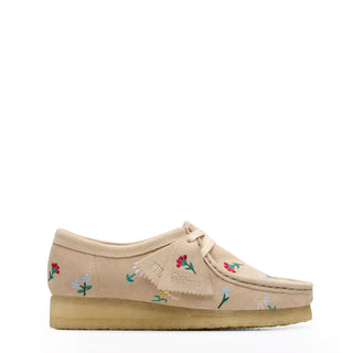 Clarks Originals Womens Wallabee Taupe Embroidery - Parasol Store