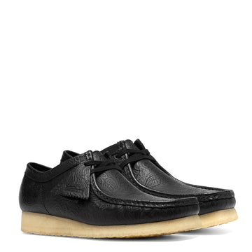Clarks Wallabee Shoe Black Embossed