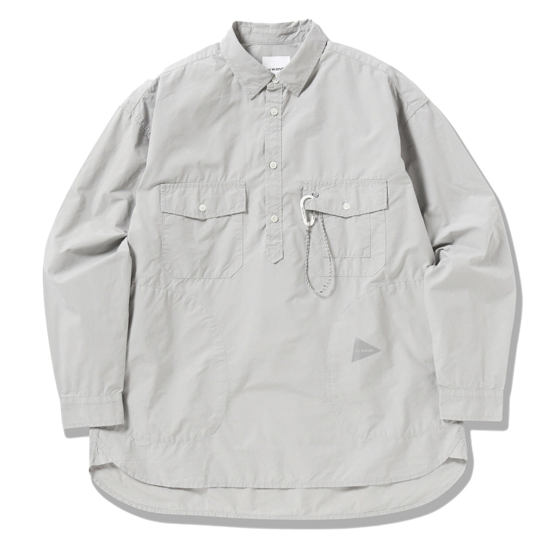 And Wander Cordura Typewriter L/S Over Shirt Light Grey And Wander