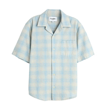 Corridor Linen Plaid S/S Shirt Light Blue