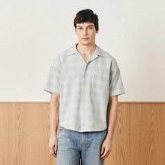 Corridor Linen Plaid S/S Shirt Light Blue