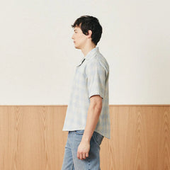 Corridor Linen Plaid S/S Shirt Light Blue