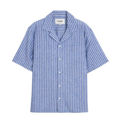 Corridor Linen Stripe S/S Shirt Blue
