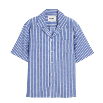 Corridor Linen Stripe S/S Shirt Blue