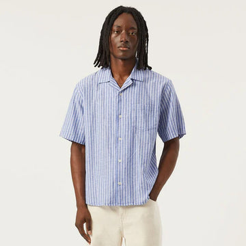 Corridor Linen Stripe S/S Shirt Blue