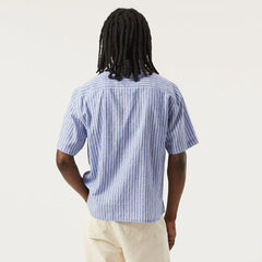 Corridor Linen Stripe S/S Shirt Blue