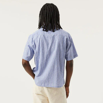 Corridor Linen Stripe S/S Shirt Blue