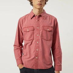 Corridor Pigment Dye Canvas L/S Shirt Red - Parasol Store