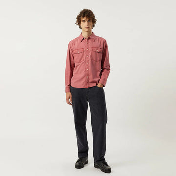 Corridor Pigment Dye Canvas L/S Shirt Red - Parasol Store