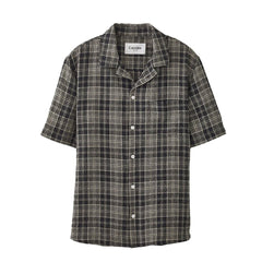 Corridor Plaid Seersucker S/S Shirt Black - Parasol Store