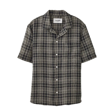 Corridor Plaid Seersucker S/S Shirt Black - Parasol Store