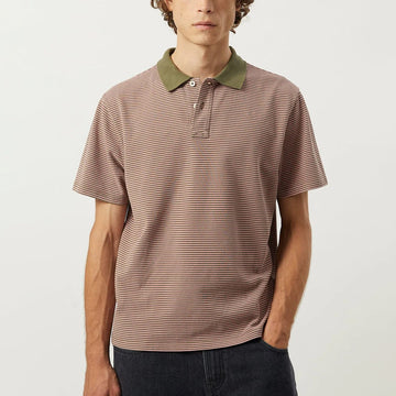 Corridor Stripe Pique Polo S/S Shirt Pink - Parasol Store