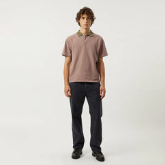 Corridor Stripe Pique Polo S/S Shirt Pink - Parasol Store