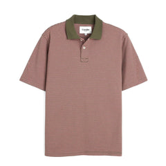 Corridor Stripe Pique Polo S/S Shirt Pink - Parasol Store