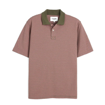 Corridor Stripe Pique Polo S/S Shirt Pink - Parasol Store