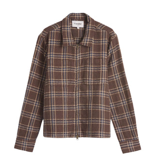 Corridor Venice Plaid Zip Shirt Brown - Parasol Store