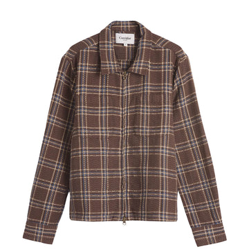 Corridor Venice Plaid Zip Shirt Brown - Parasol Store