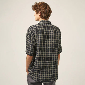 Corridor Wavy Linen S/S Shirt Navy - Parasol Store