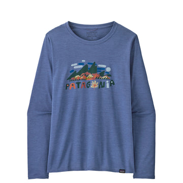 Patagonia Womens L/S Capilene Cool Daily Graphic Shirt Fitz Roy Foliage Current Blue X-Dye - Parasol Store