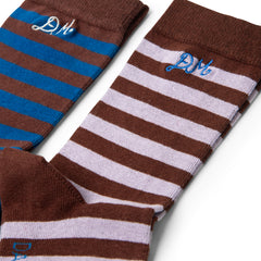 Damson Madder 2 Pack Socks Mixed Choc Stripe Multi